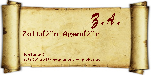 Zoltán Agenór névjegykártya